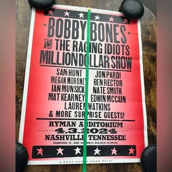 Hatch Print | The Ryman, poster. Bobby Bones and the Raging Idiots 4/24 - Picture 10 of 12
